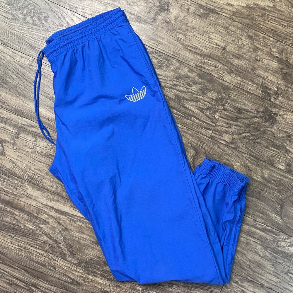 Vintage Adidas Trefoil Blue Windbreaker Track Pants Joggers Athletic Wear Large